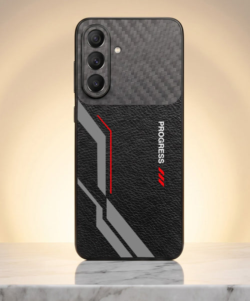 Samsung Galaxy A27 5G Progress Stripe Carbon Fiber Leather Hybrid Back Case