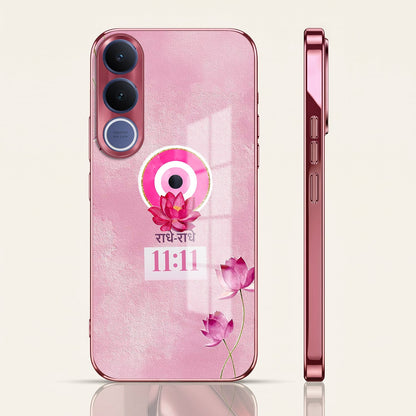 Vivo V70 FE 5G Luxury Radhe Radhe 11:11 Pink Electroplated Glass Phone Back Case