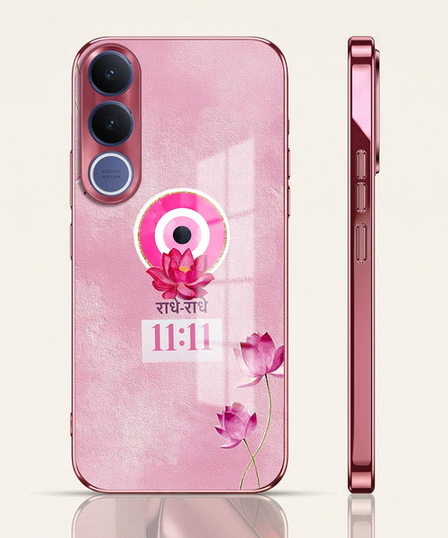 Vivo V70 FE 5G Luxury Radhe Radhe 11:11 Pink Electroplated Glass Phone Back Case