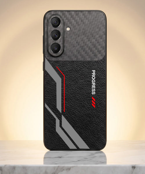 Samsung Galaxy A37 5G Progress Stripe Carbon Fiber Leather Hybrid Back Case