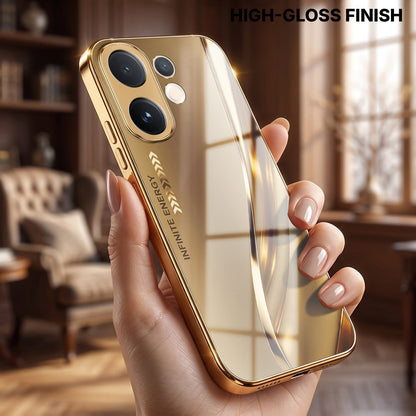 Vivo V60 5G Luxury Infinity Energy Gold Electroplated Glass Phone Case