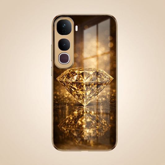 Vivo Y400 Pro 5G Golden Diamond Gold Electroplated Glass Phone Back Case