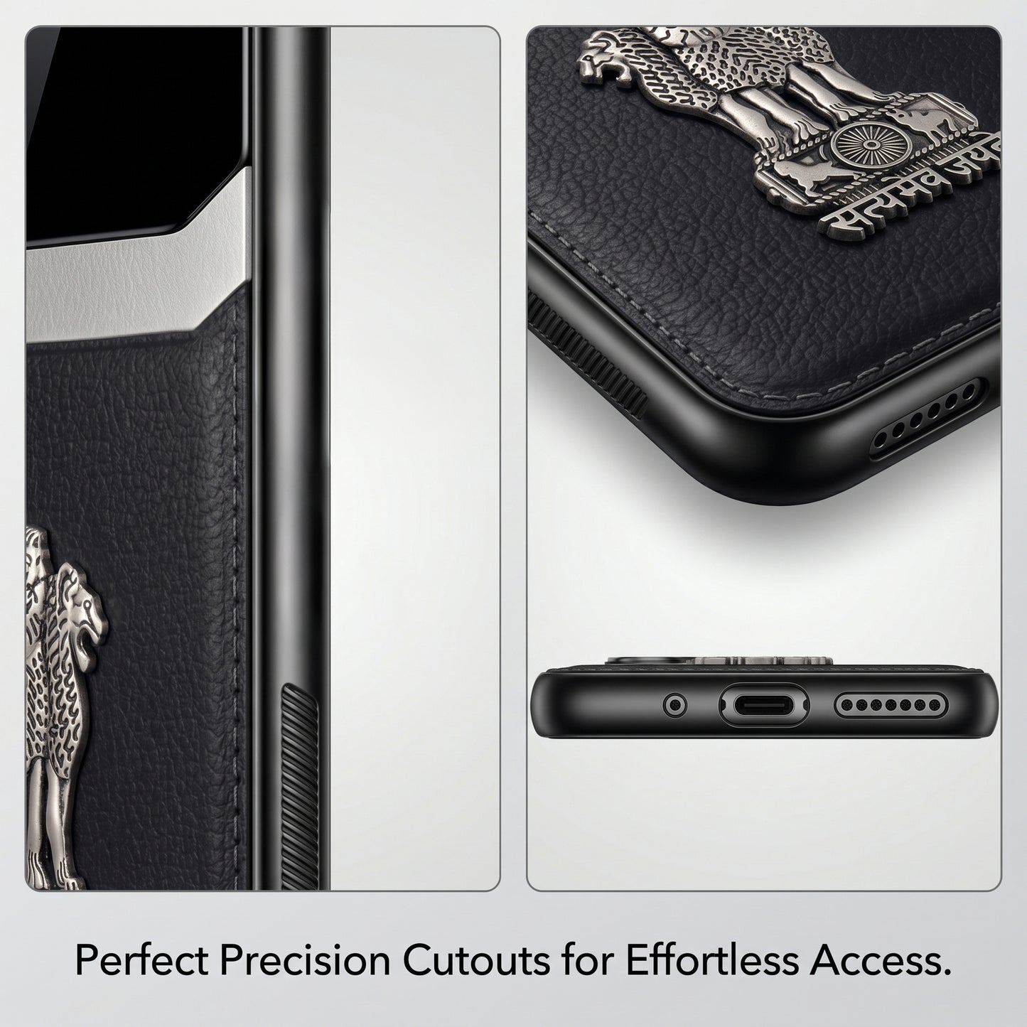 Redmi Note 15 Pro+ 5G Satyamev Jayate 3D Metal Leather Back Case