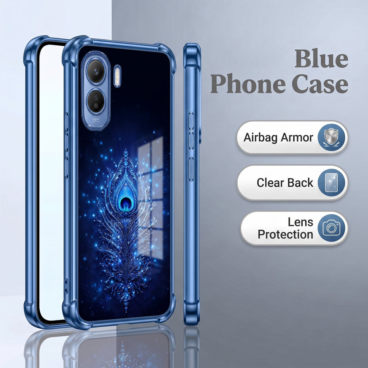 Vivo T5 Pro 5G Premium Peacock Feather Airbags Printed Back Case
