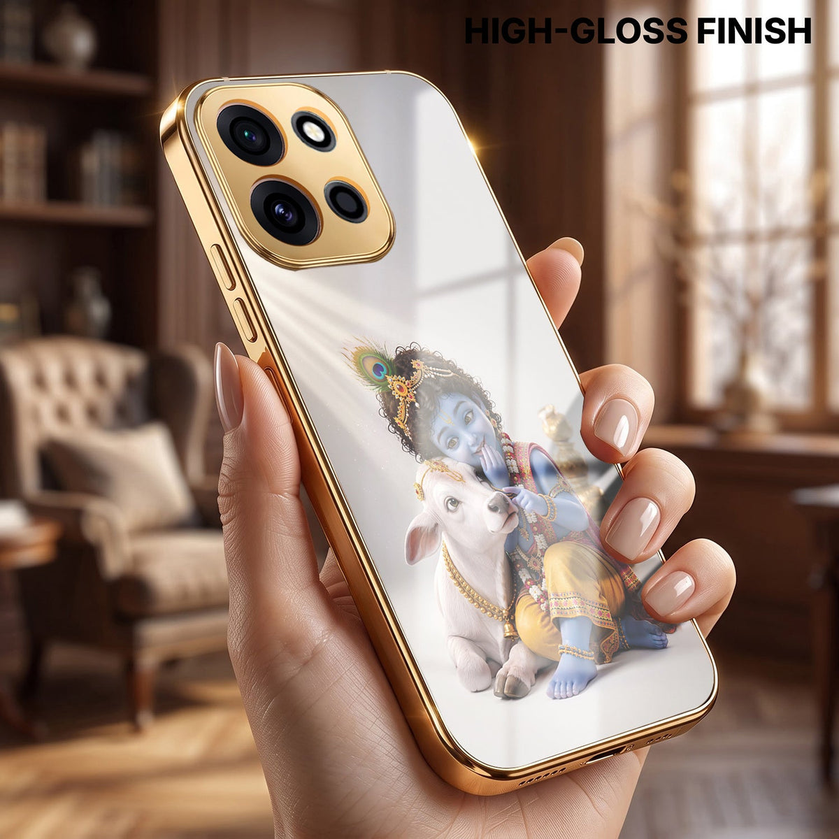 OnePlus Nord 6 5G Bal Krishna Blessings Gold Electroplated Glass Phone Back Case