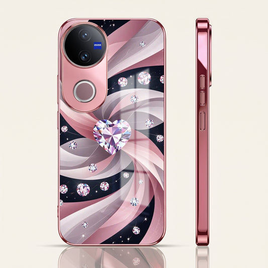 Vivo V50 5G Diamond Glam Pink Electroplated Glass Phone Back Case