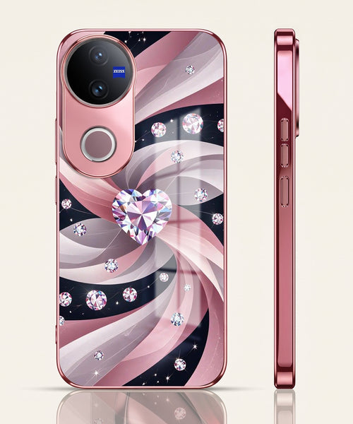 Vivo V50 5G Diamond Glam Pink Electroplated Glass Phone Back Case