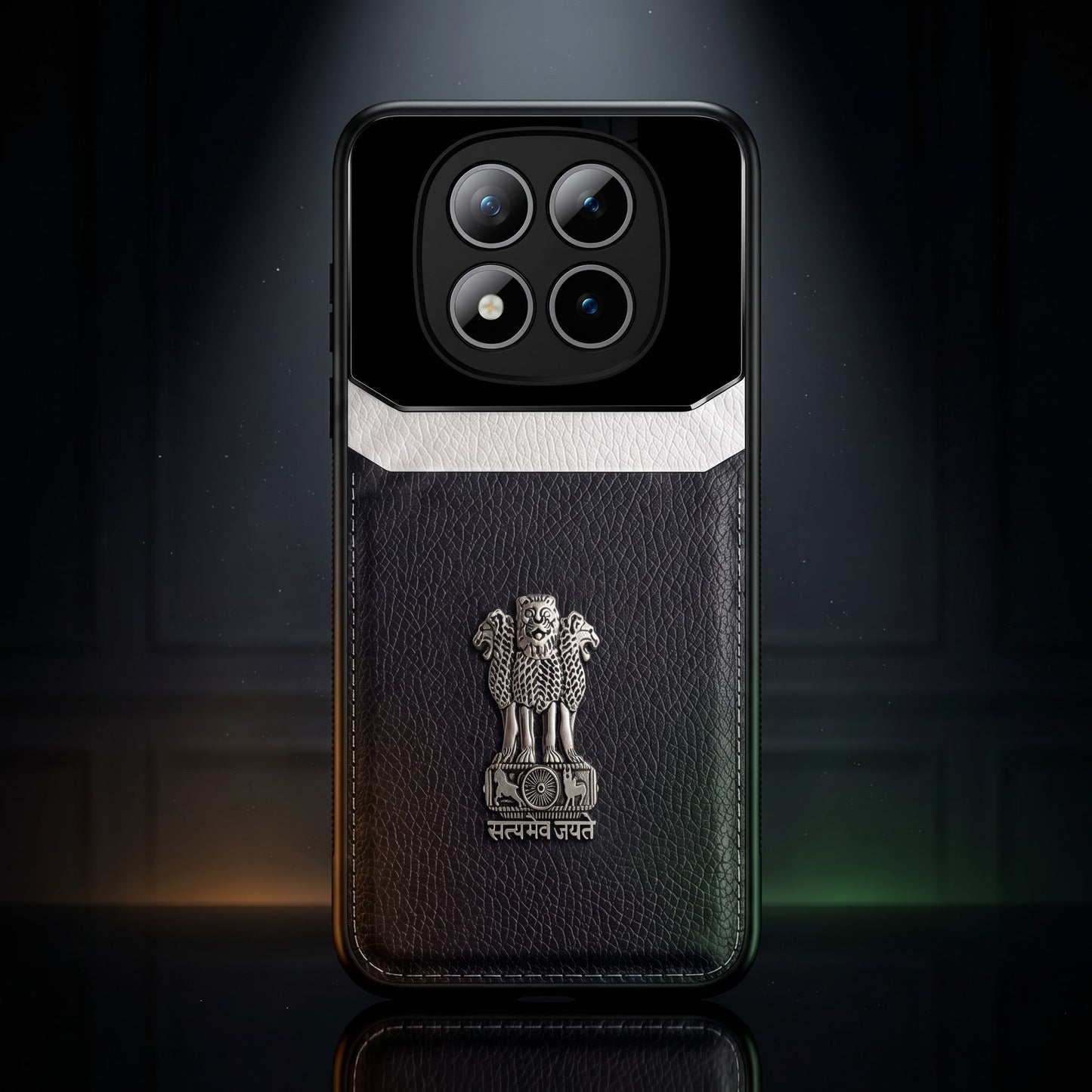 Redmi Note 15 Pro+ 5G Satyamev Jayate 3D Metal Leather Back Case