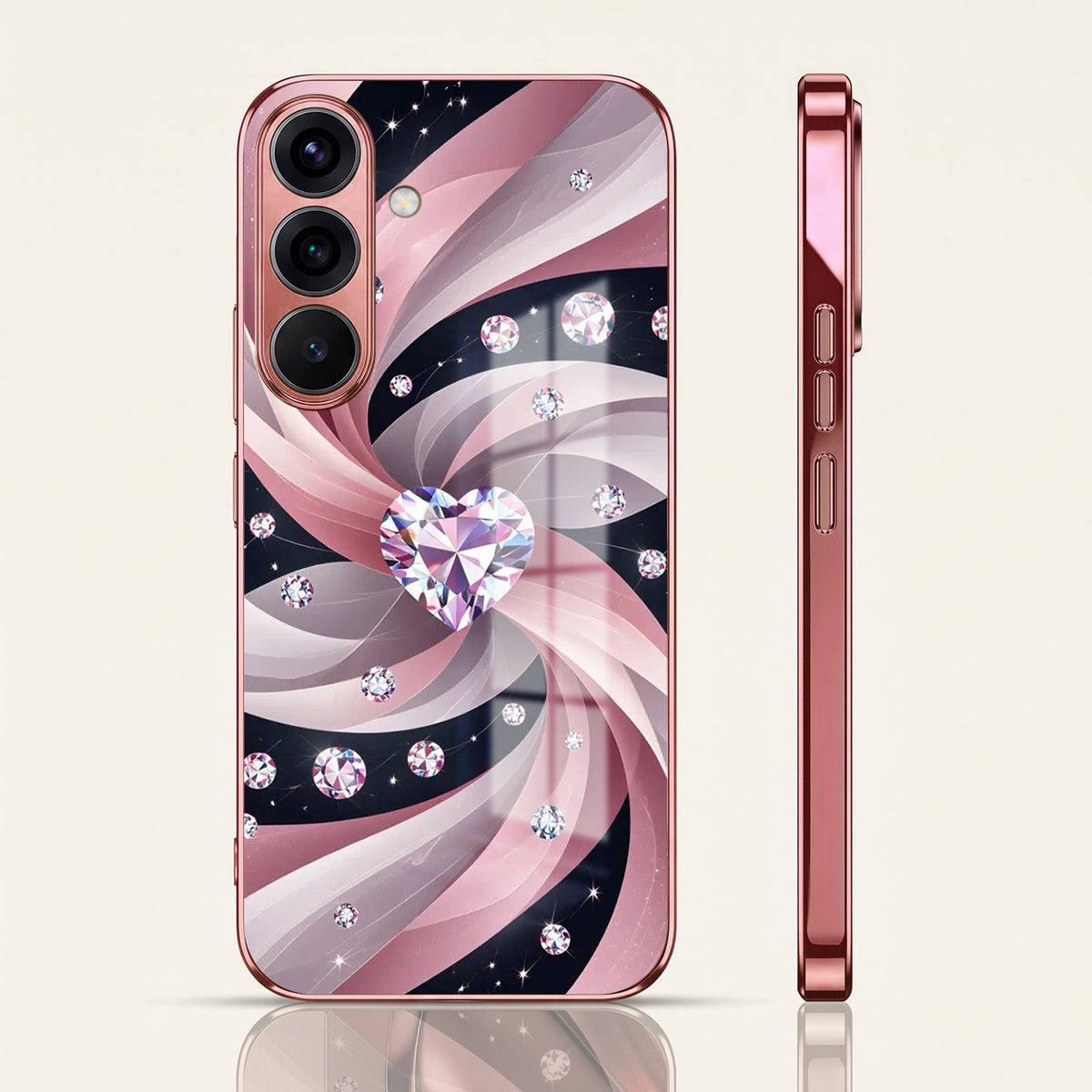 Samsung Galaxy A36 5G Diamond Glam Pink Electroplated Glass Phone Back Case