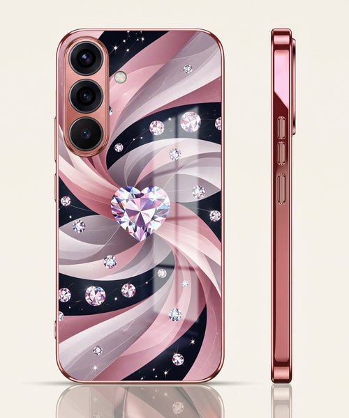 Samsung Galaxy A36 5G Diamond Glam Pink Electroplated Glass Phone Back Case