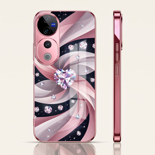Vivo V40 Pro 5G Diamond Glam Pink Electroplated Glass Phone Back Case