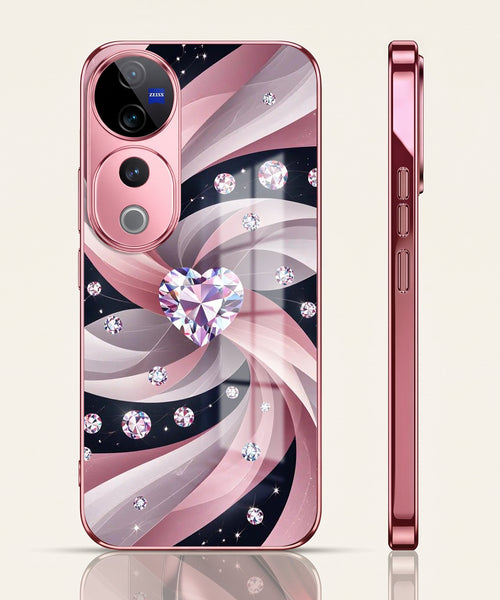 Vivo V40 Pro 5G Diamond Glam Pink Electroplated Glass Phone Back Case