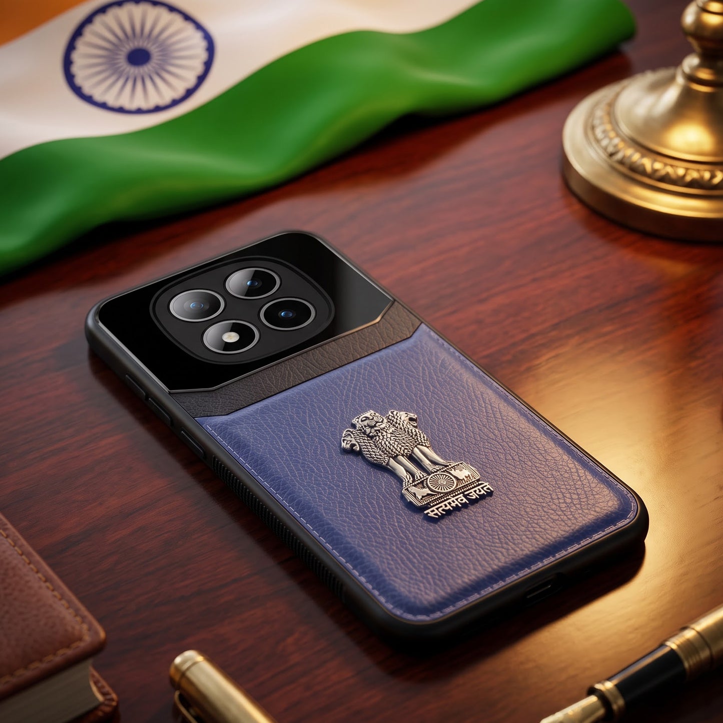 Redmi Note 15 Pro+ 5G Satyamev Jayate 3D Metal Leather Back Case