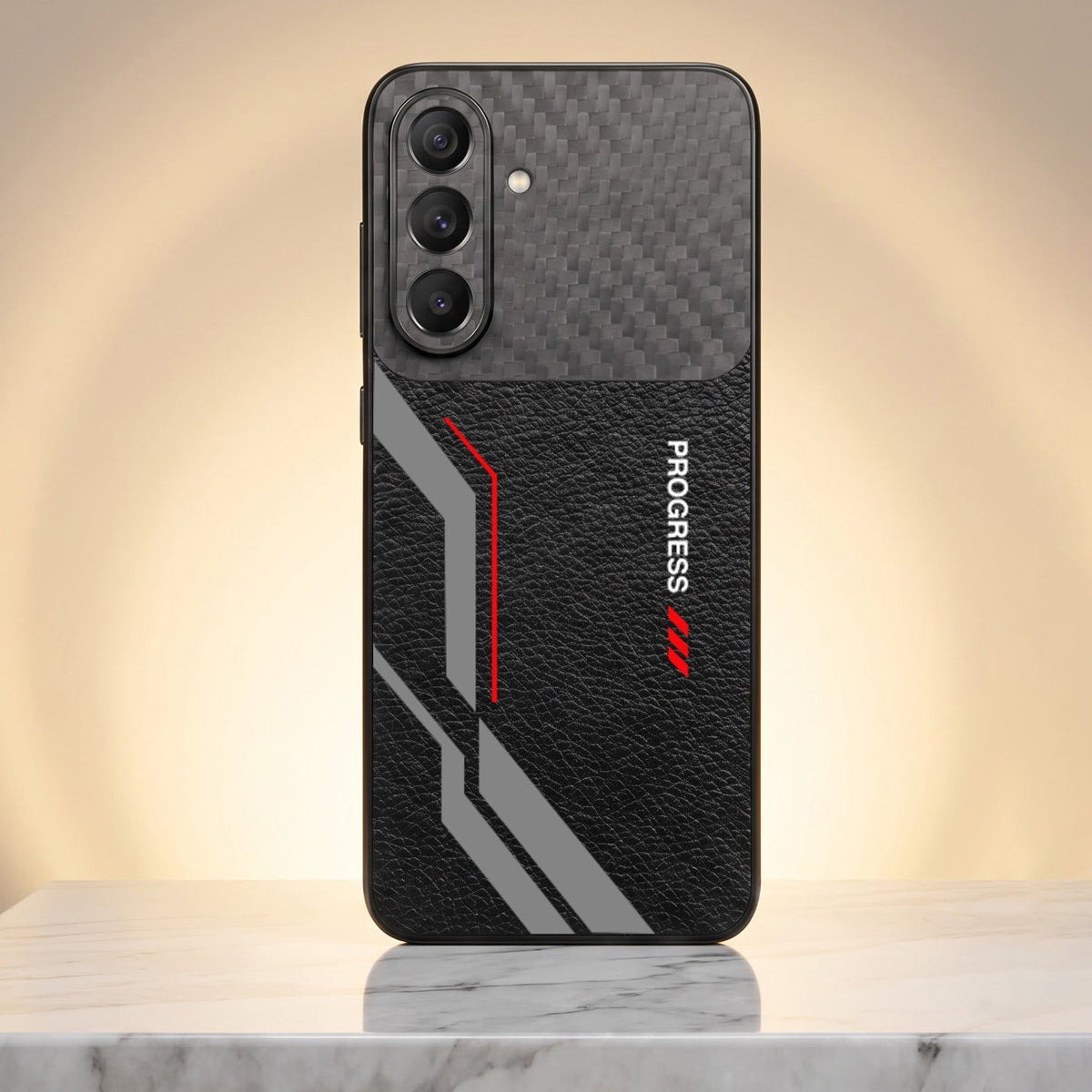 Samsung Galaxy A57 5G Progress Stripe Carbon Fiber Leather Hybrid Back Case