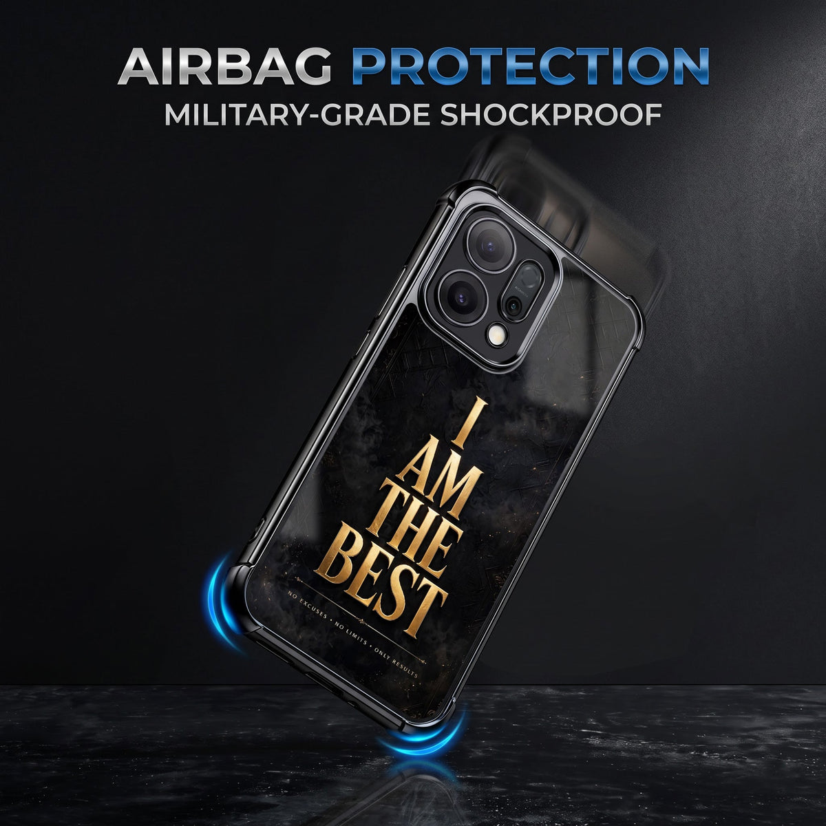 Oppo Reno 14 5G Premium I Am The Best Gold Airbags Printed Back Case