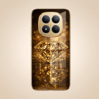 Redmi Note 15 Pro+ 5G Golden Diamond Gold Electroplated Glass Phone Back Case