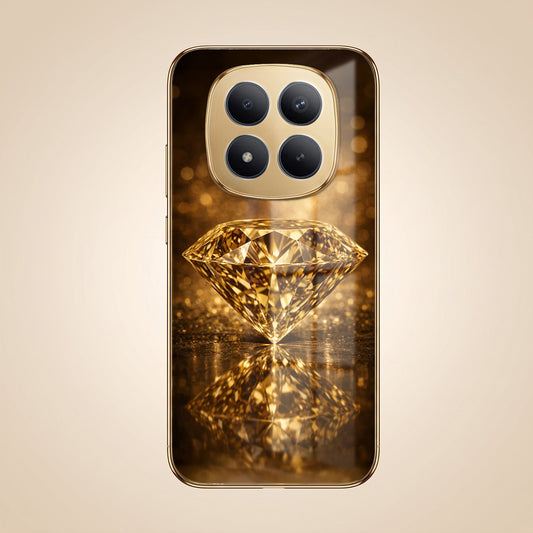 Redmi Note 15 Pro+ 5G Golden Diamond Gold Electroplated Glass Phone Back Case