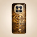 Redmi Note 15 Pro+ 5G Golden Diamond Gold Electroplated Glass Phone Back Case