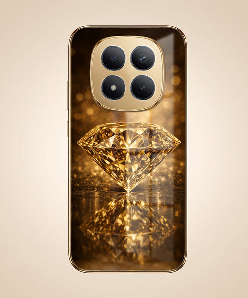 Redmi Note 15 Pro+ 5G Golden Diamond Gold Electroplated Glass Phone Back Case