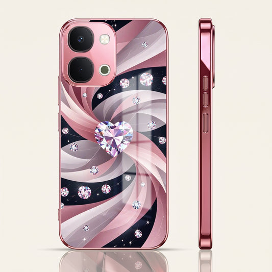 Vivo T5x 5G Diamond Glam Pink Electroplated Glass Phone Back Case