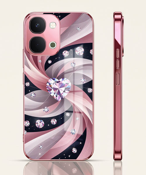 Vivo T5x 5G Diamond Glam Pink Electroplated Glass Phone Back Case
