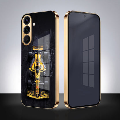 Samsung Galaxy A36 5G F1 Racing Car Gold Electroplated Glass Phone Back Case