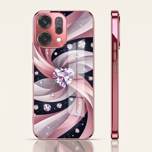 Oppo Reno 14 5G Diamond Glam Pink Electroplated Glass Phone Back Case