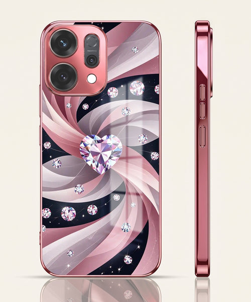 Oppo Reno 14 5G Diamond Glam Pink Electroplated Glass Phone Back Case