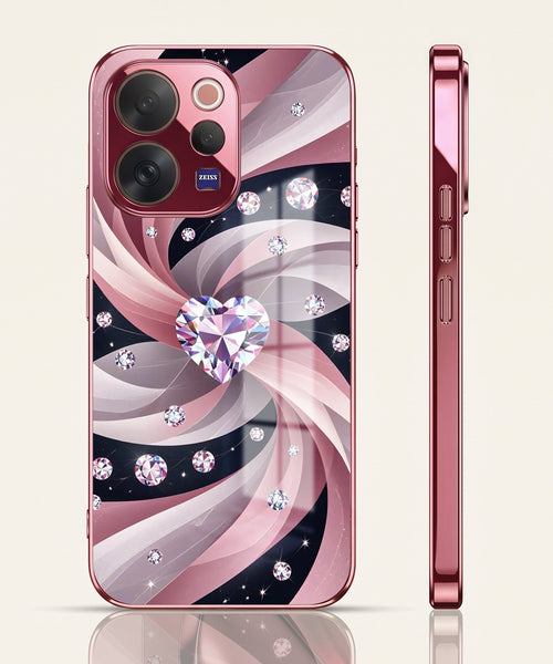 Vivo V70 5G Diamond Glam Pink Electroplated Glass Phone Back Case