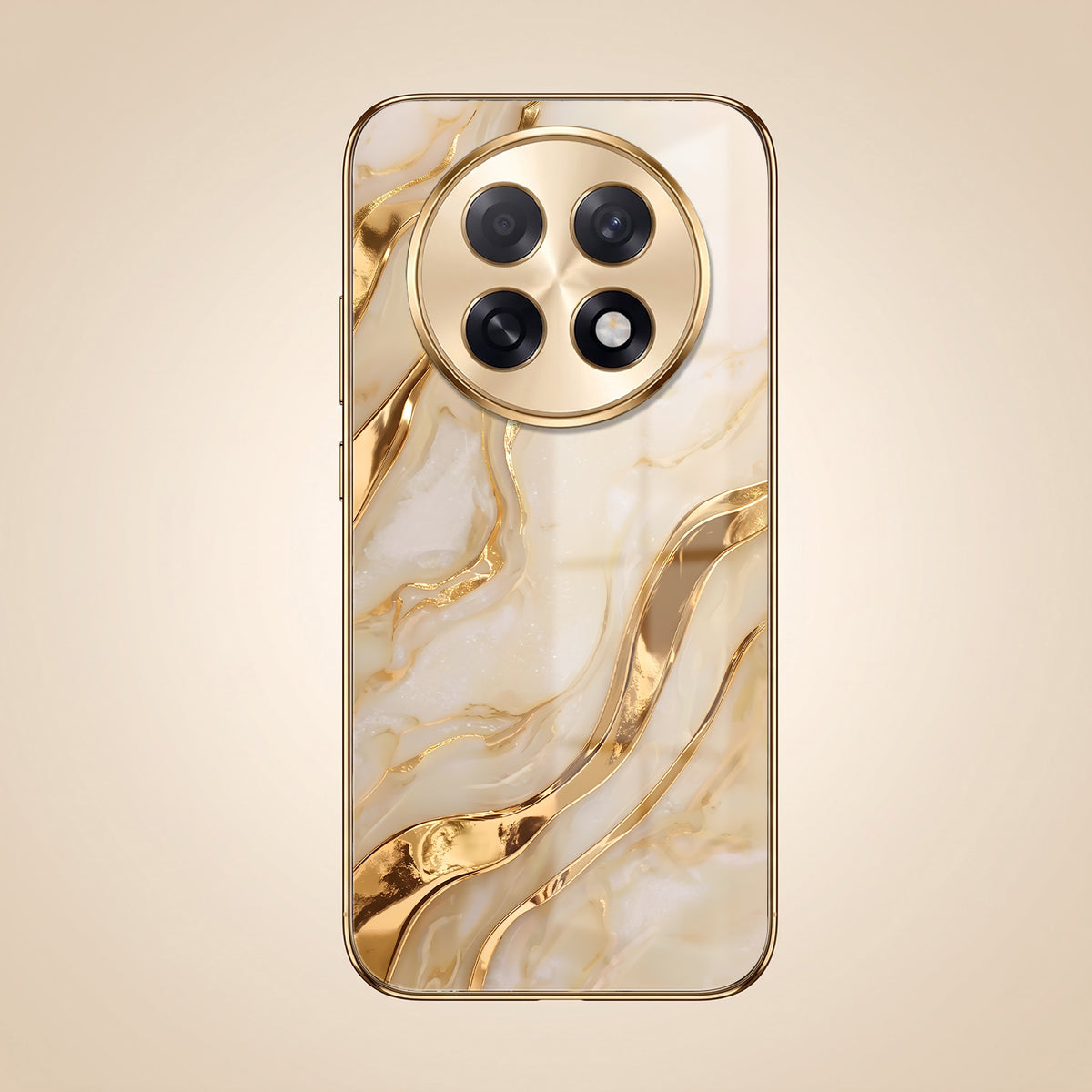 Oppo F31 Pro+ 5G Marvel Texture Gold Electroplated Glass Phone Back Case