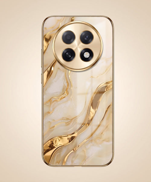 Oppo F31 Pro+ 5G Marvel Texture Gold Electroplated Glass Phone Back Case
