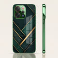 Vivo V70 5G Emerald Gold Geometric Green Electroplated Glass Back Case