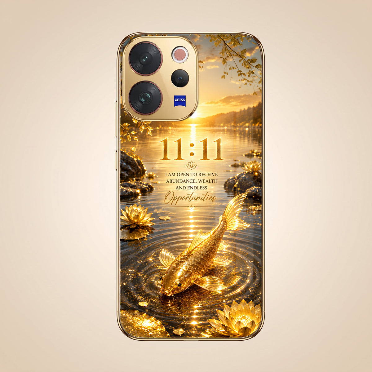 Vivo V70 5G 11:11 Manifestation Gold Electroplated Glass Phone Back Case