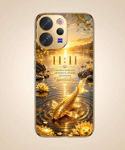 Vivo V70 5G 11:11 Manifestation Gold Electroplated Glass Phone Back Case