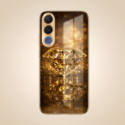 Vivo V70 FE 5G Golden Diamond Gold Electroplated Glass Phone Back Case