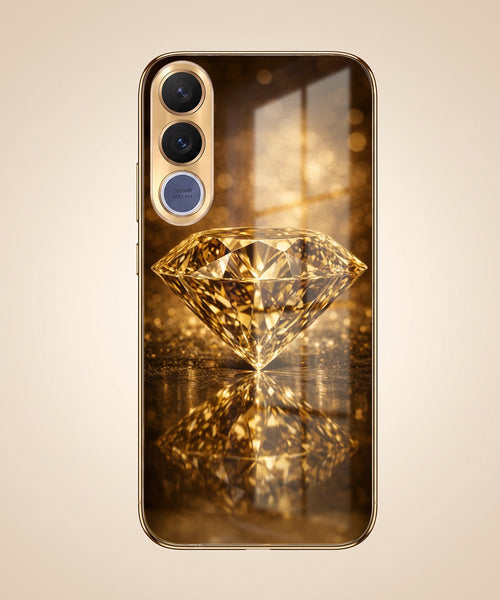Vivo V70 FE 5G Golden Diamond Gold Electroplated Glass Phone Back Case