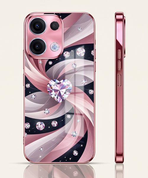 Oppo Reno 13 5G Diamond Glam Pink Electroplated Glass Phone Back Case