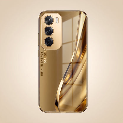 Oppo Reno 12 Pro 5G Luxury Infinity Energy Gold Electroplated Glass Phone Case