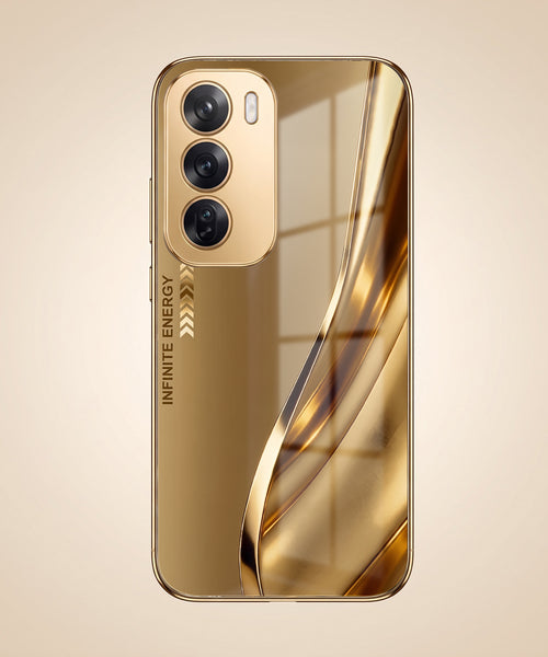 Oppo Reno 12 Pro 5G Luxury Infinity Energy Gold Electroplated Glass Phone Case