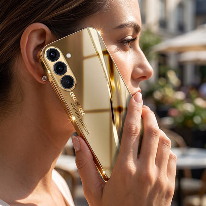 Samsung Galaxy A56 5G Luxury Infinity Energy Gold Electroplated Glass Phone Case