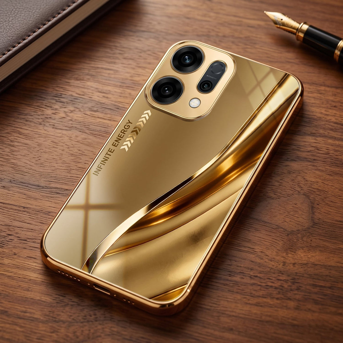 Oppo Reno 14 5G Luxury Infinity Energy Gold Electroplated Glass Phone Case