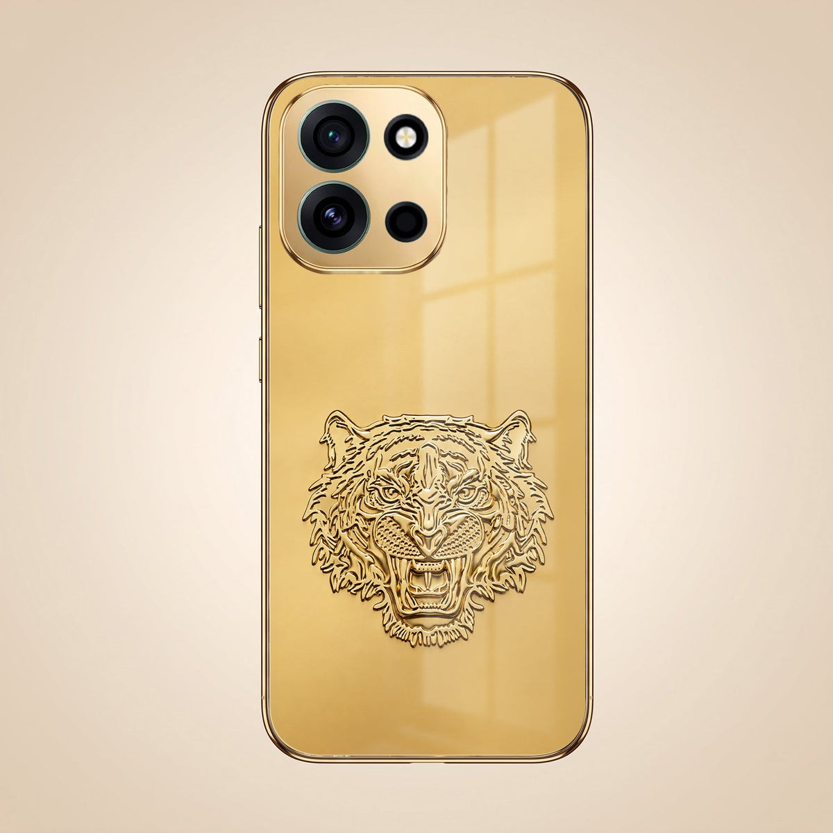 OnePlus Nord 6 5G Golden Tiger Face Gold Electroplated Glass Phone Back Case