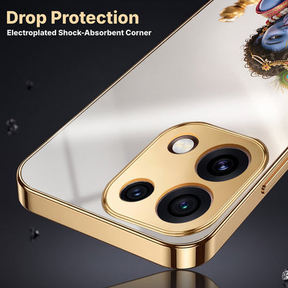 Oppo Reno 16C 5G Bal Krishna Blessings Gold Electroplated Glass Phone Back Case