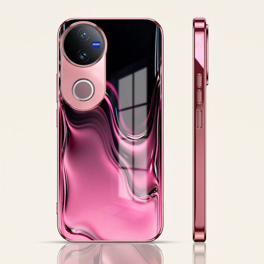 Vivo V50 5G Liquid Wave Pink Electroplated Glass Phone Back Case