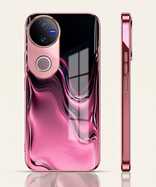 Vivo V50 5G Liquid Wave Pink Electroplated Glass Phone Back Case