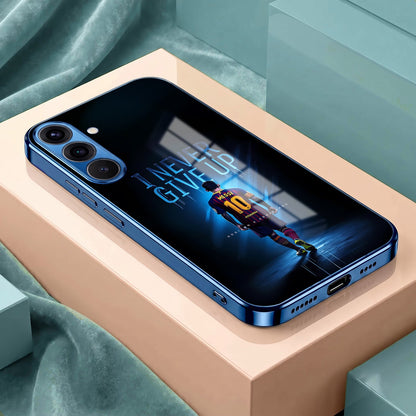Samsung Galaxy A36 5G Naver Give Up Blue Electroplated Glass Phone Back Case