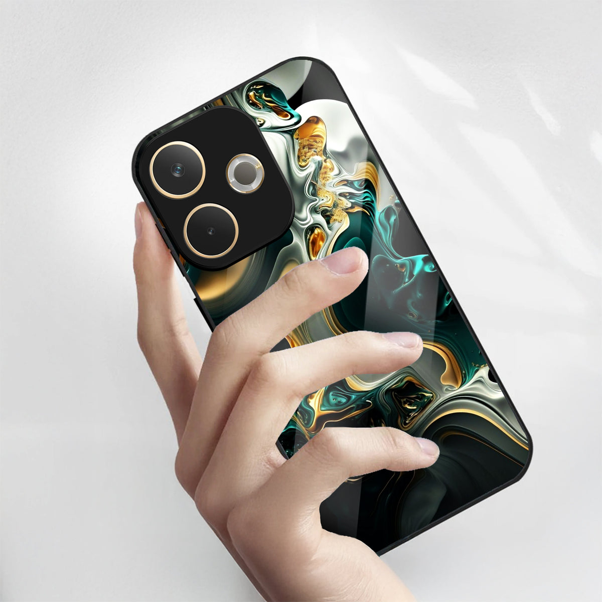 Oppo A5 Pro 5G Premium Acrylic Shockproof Glass Back Case (Ocean Ember)
