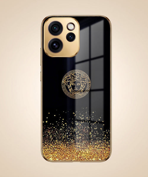 Oppo Reno 15 Pro Mini 5G Medusa Head Gold Electroplated Glass Phone Back Case