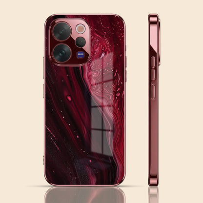 Vivo V70 5G Marble Burgundy Electroplated Glass Back Case