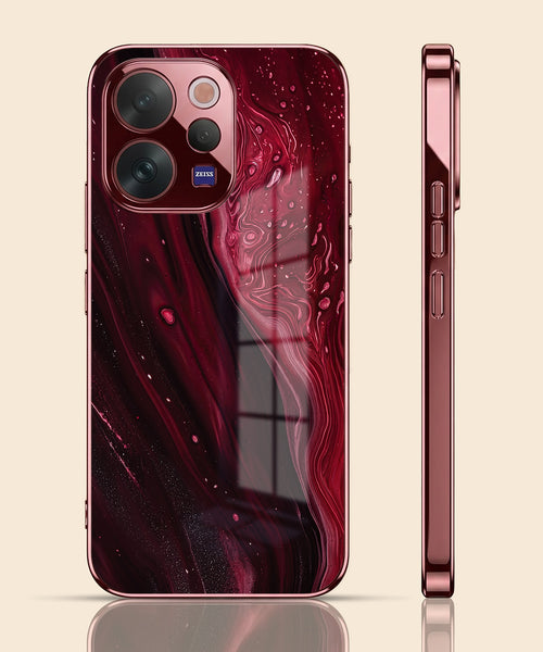 Vivo V70 5G Marble Burgundy Electroplated Glass Back Case